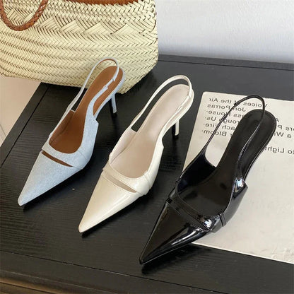 Design Hollow Out Pointed Toe Pumps Street Style Thin Low Heels Street Style Stripper Sandals Shoes