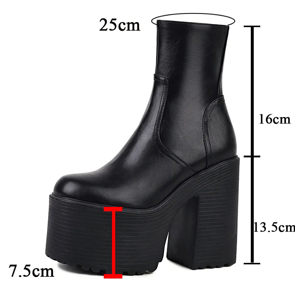 Platform Ankle Boots Winter Brand Design Great Quality Gothic Style Comfy Cool Street Shoes Boots Big Size 43