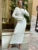 Striped Hollow Two-wear Knitted Long Dress for Party Club Sweater Dress Vestido Femaleslim Outfits
