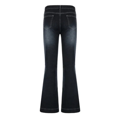 New Flare Jeans Low Waist Trousers Aesthetic Denim Pants Mom Korean Y2k Jeans