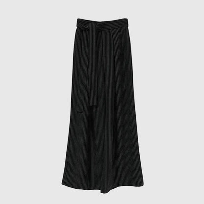 Korean Retro Strap Contrasting Striped Trousers Spring New French Style Highend Versatile Long Pants