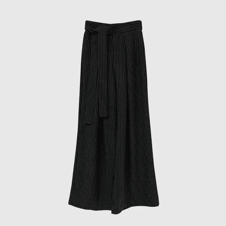 Korean Retro Strap Contrasting Striped Trousers Spring New French Style Highend Versatile Long Pants