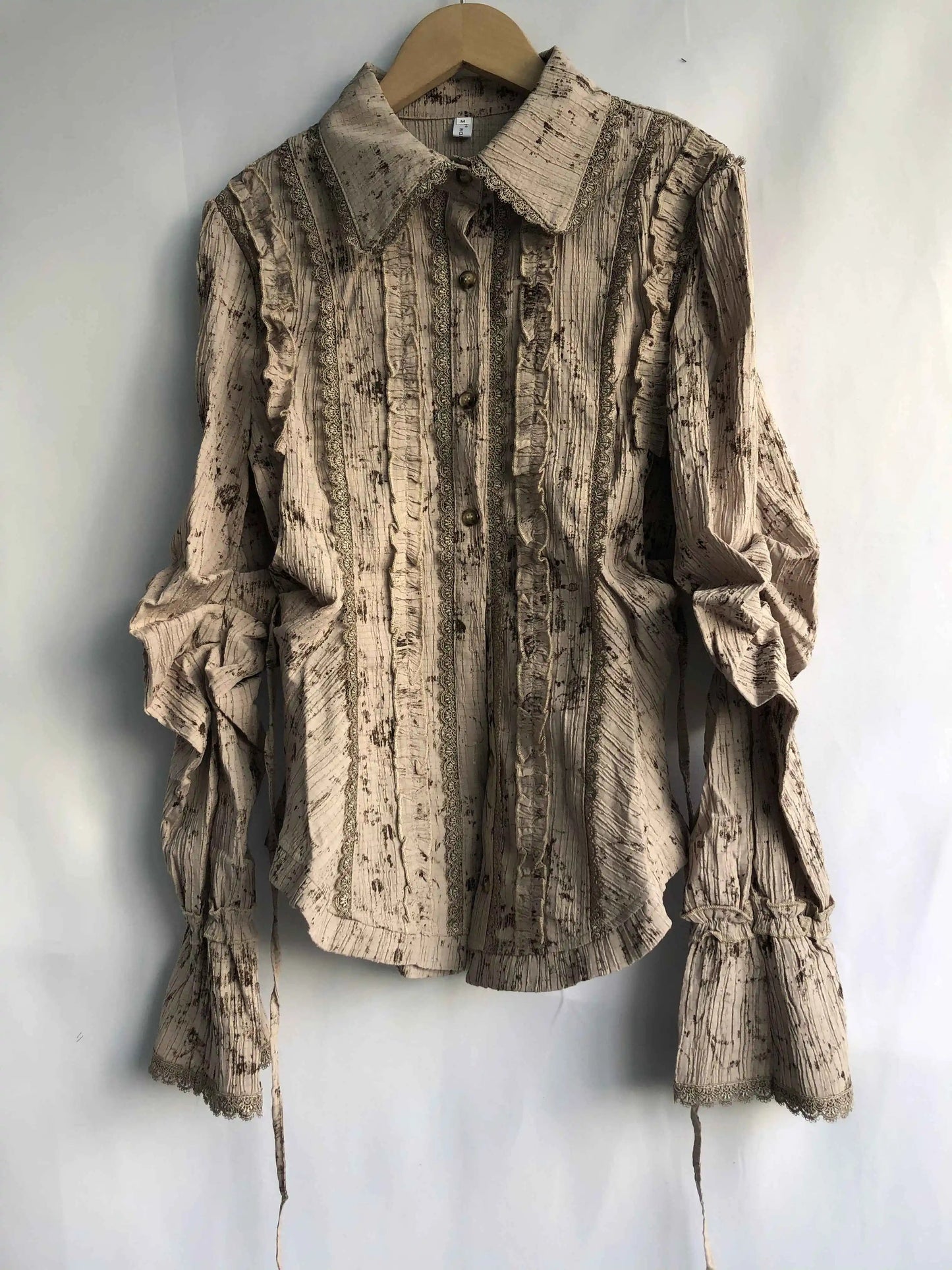 Lapel Neck Lace Shirts Autumn New Slim Fit Ruffles Blouses Y2k Grunge Long Sleeve Blusas Mujer Dress
