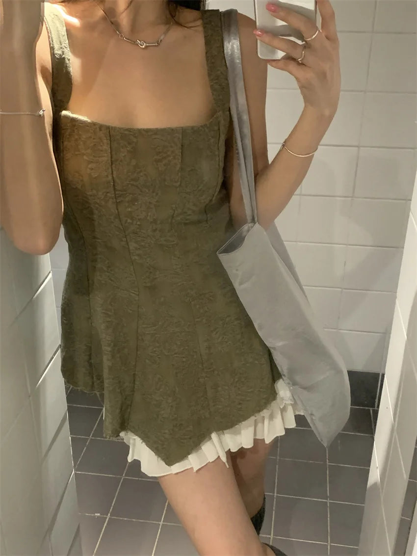 High Street Cake Mini Skirts Close Waist Summer New Slim Daily Outwear Tank Tops