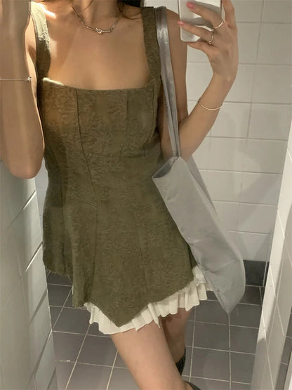 High Street Cake Mini Skirts Close Waist Summer New Slim Daily Outwear Tank Tops