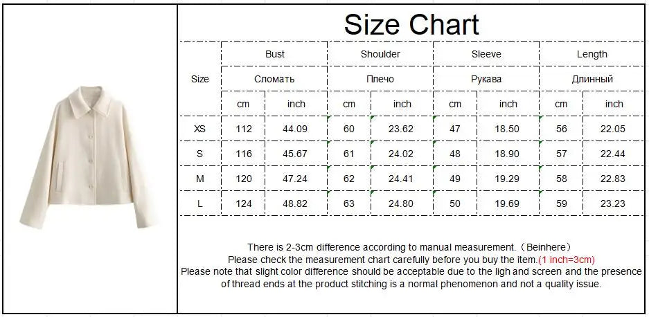 Color Cropped Jacket Woman Spring Turn Down Collar Single Breasted Long Sleeve Coat New Outerwear Tops