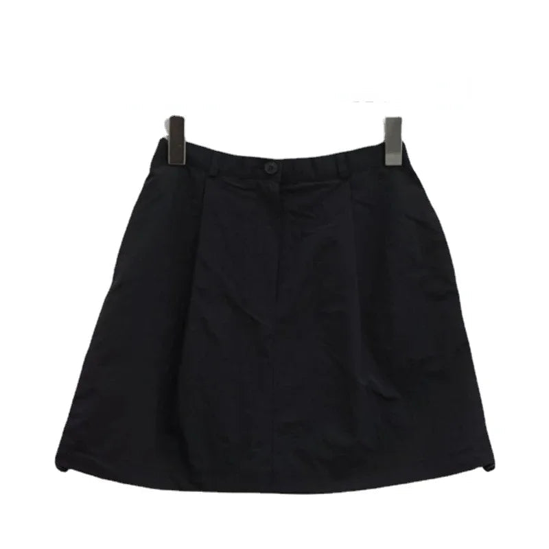 Summer Korean Retro High Street Drawstring Gray Nylon Low Waist Mini Skirt Skirt