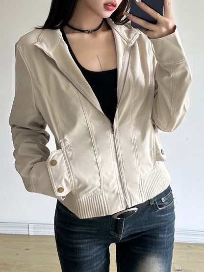 Slim Basic Jacket S Autumn Winter New All-match Harajuku Zipper Coat Causal Simple