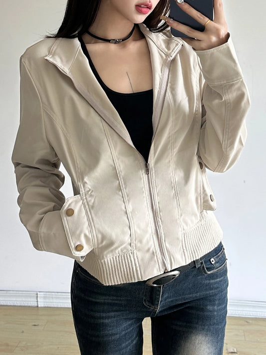Slim Basic Jacket S Autumn Winter New All-match Harajuku Zipper Coat Causal Simple