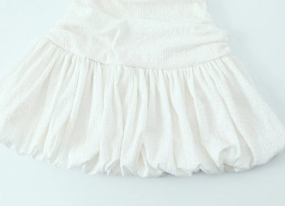Female Summer Slim Mini Dresses White Square Collar Sleeveless Backless Plaeted Zipper New Dress
