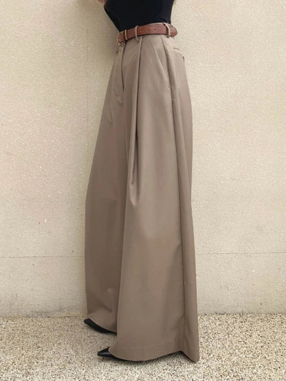 Spring Wide Leg Pants High Waist Korean Loose Trousers Pockets Female