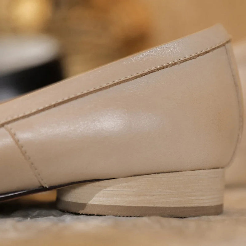 Genuine Leather Square Toe Slipon Ballet Flats Sweet Bowtie Pleated Retro Female Soft Comfortable Espadrilles Shoes Hot
