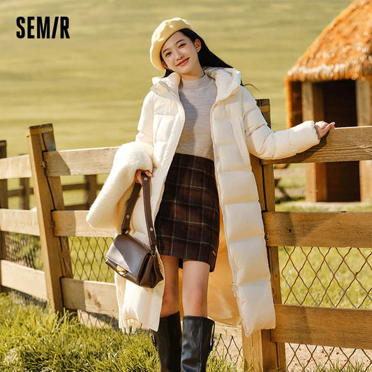 Down Jacket Long Length Three-proof Versatile Updated Winter New Loose Hooded Coat Simple Down Jacket