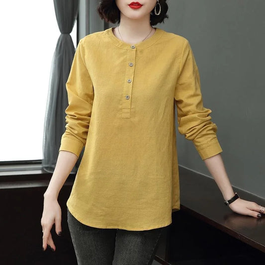 Woman Spring Autumn Style Blouses Shirts Lady Long Sleeve Stand Collar Blusas Tops Df4955