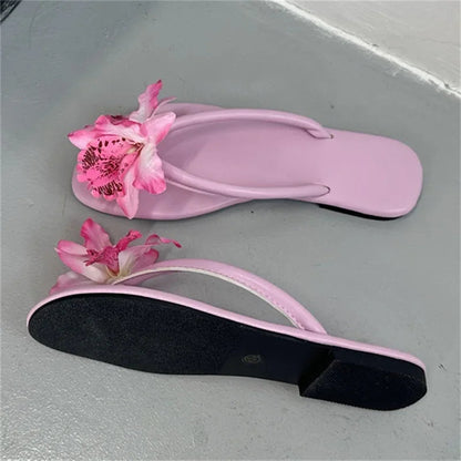 New Summer Design Camouflage Flower Low Flat Heels Slippers Clip Toe Outdoors Beach Flip Flops Shoes