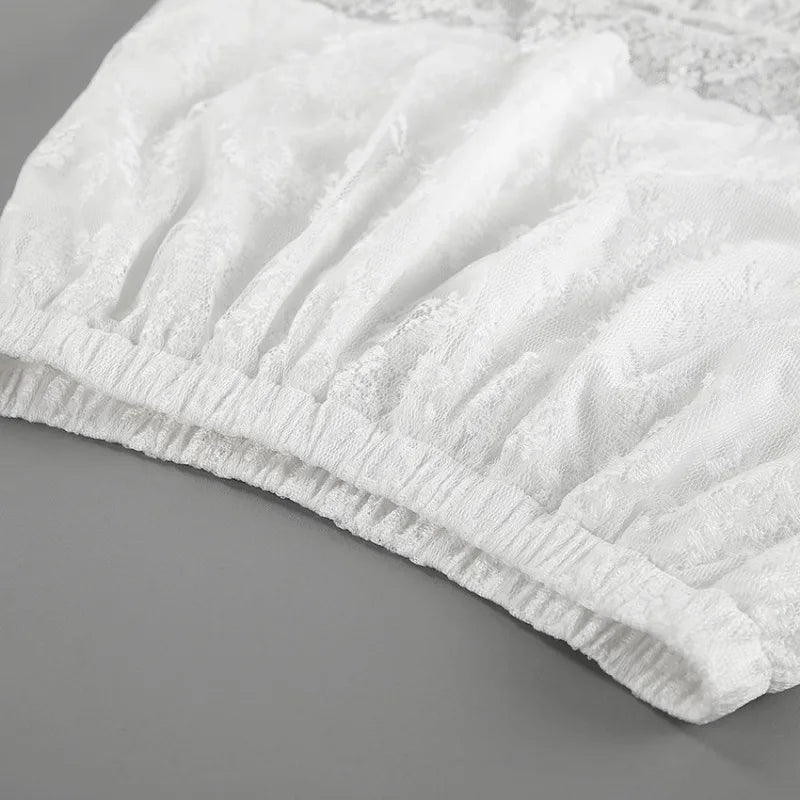 American Retro Hollow Seethrough Lace Aline Skirt Summer New High Waist Color Loose Midlength Skirt