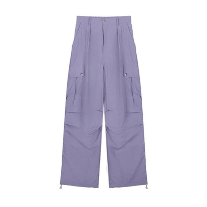 Printing Cargo Trousers for High Waist Patchwork Drawstring Long Pants Female Style