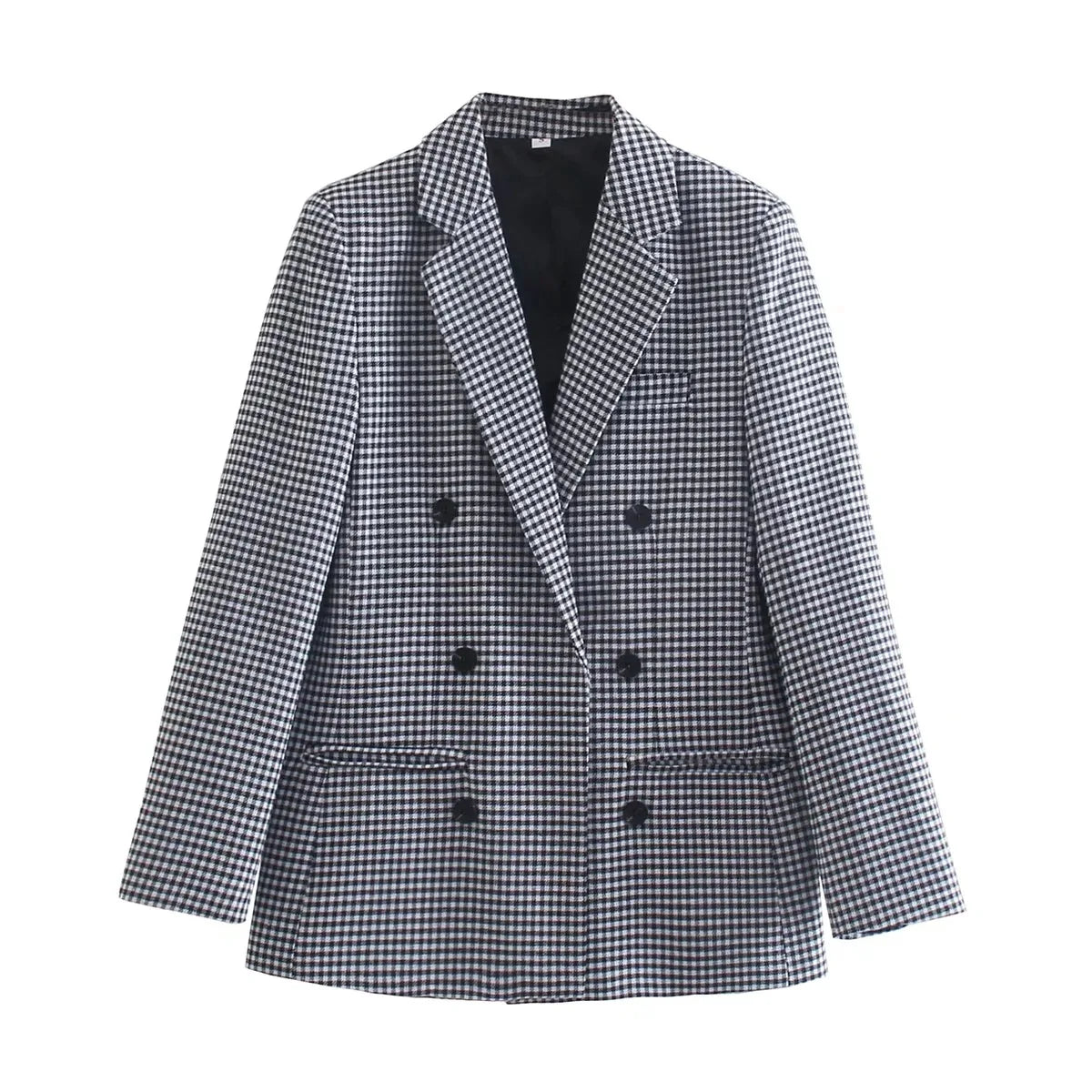 Autumn Plaid Blazer for Office Outfits New in Jacket Double Breasted Coat Oversized Blazer De Mujer