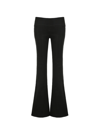 Gray Slim Low Waist Sweatpants for Black Simple Basic Flared Pants Sports Jogging Trousers