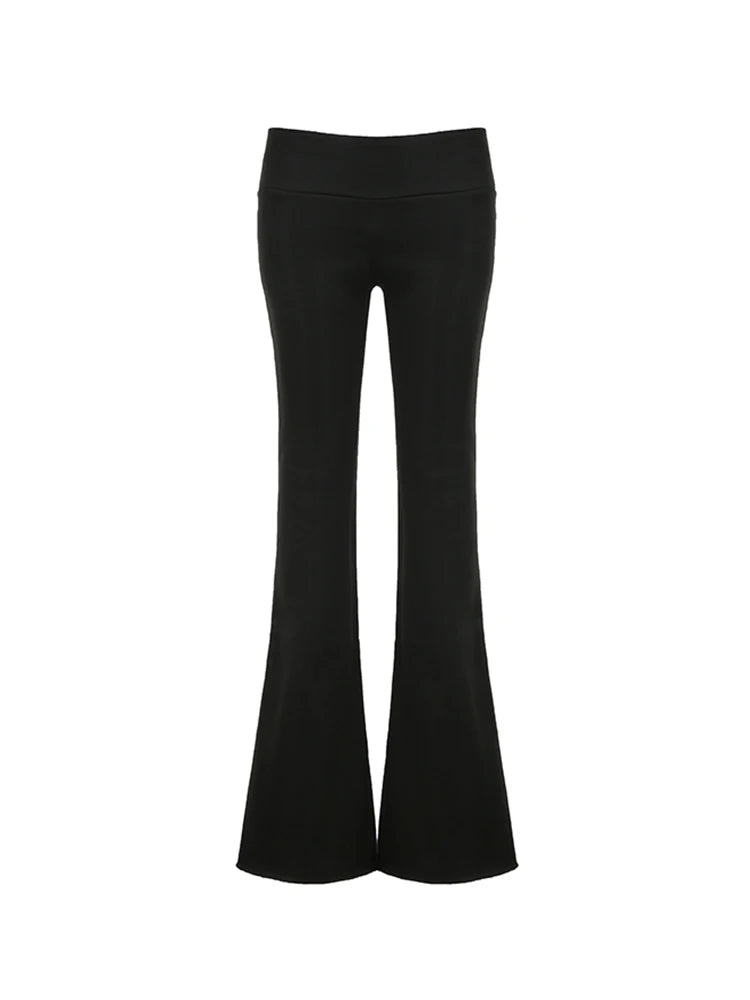 Gray Slim Low Waist Sweatpants for Black Simple Basic Flared Pants Sports Jogging Trousers