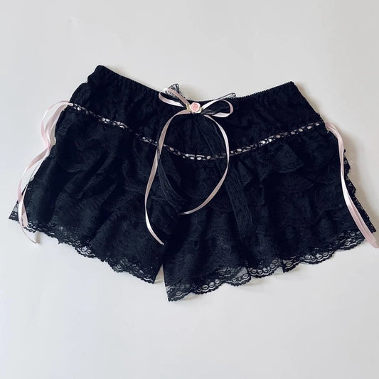 Cottage Coquette Y2k 00s Shorts Kawaii Lace Trim Multi-layers Bottoms Fairycore Retro Lolita Sweet Pettipants