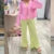 Preppy Plaid Wide Leg Pants Ruffles Hem Loose Fit Trousers Fairycore Elastic Waistband Lounge Pants Y2k Clothes