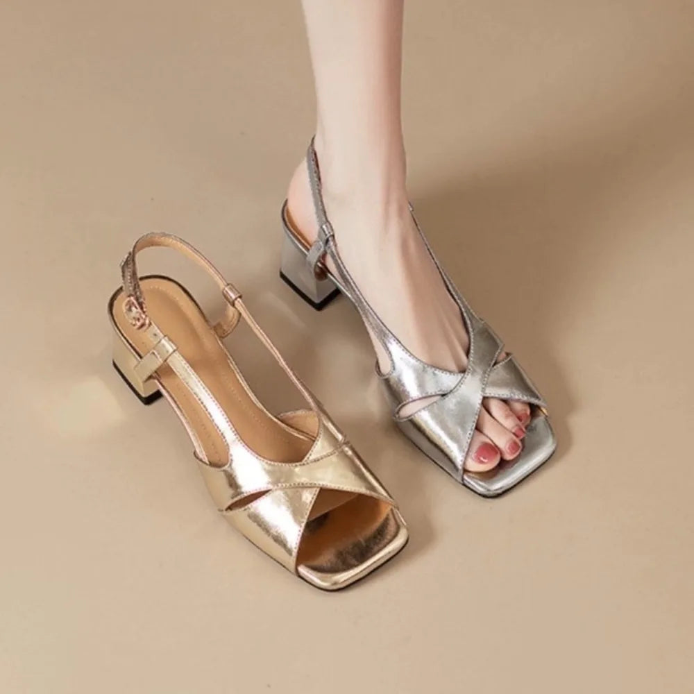 Hollowedout Open Toe Buckle Sandals Shoes Designer Soft Sole Outdoor Beach High Heel Sandals