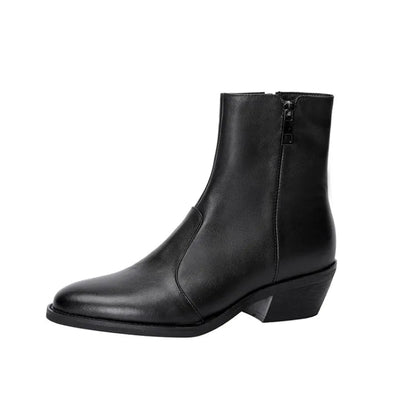 Winter Shoes Warm Wool Boots Pointed Toe Chunky Boots Genuine Leather Boots Fur Boots for Boots