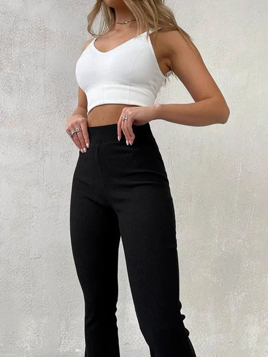 High-waisted Long Micro Flare Y2k Pants Trousers Color High Waist Slim Clothes Sweatpants