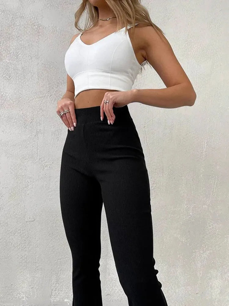 High-waisted Long Micro Flare Y2k Pants Trousers Color High Waist Slim Clothes Sweatpants