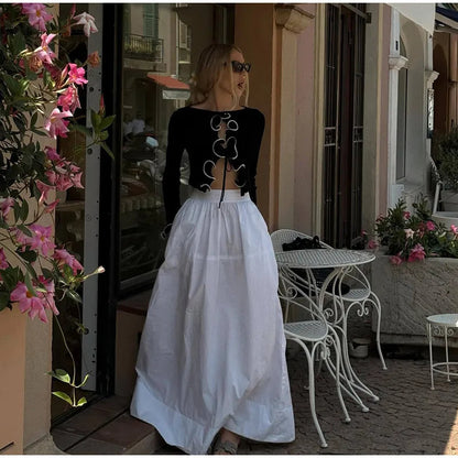 Slim Ruffle Lace Up Blouse Patchwork Hollow Out Short Cardigan Female Autumn Street Knitwear