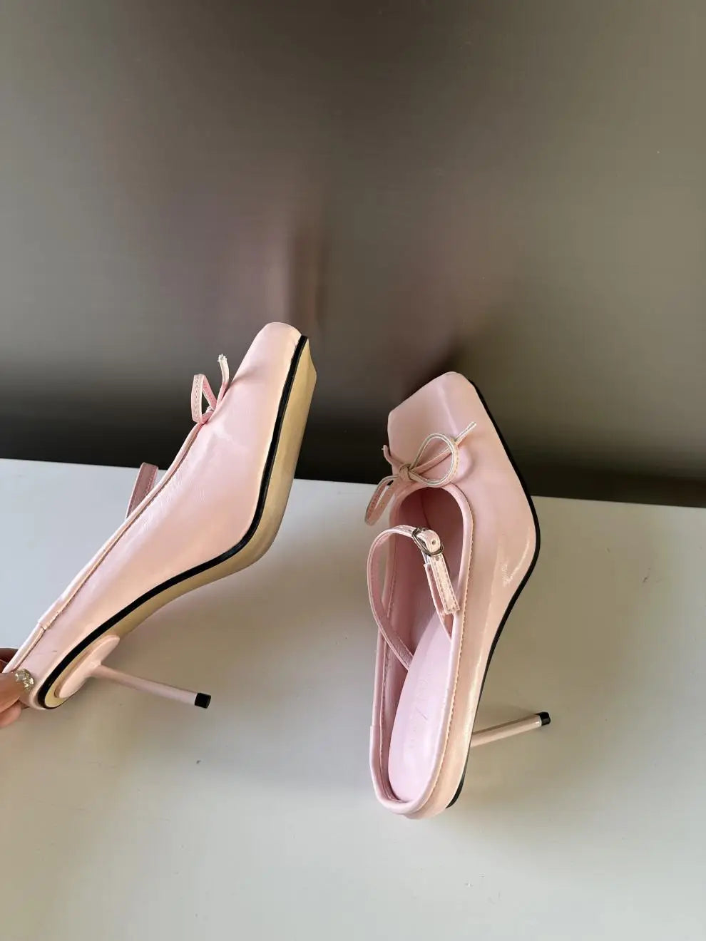 Ballerinas Shoes High Heels Mules Square Toe Slingback 39 Wedding White Summer Brand Shoes Sandals