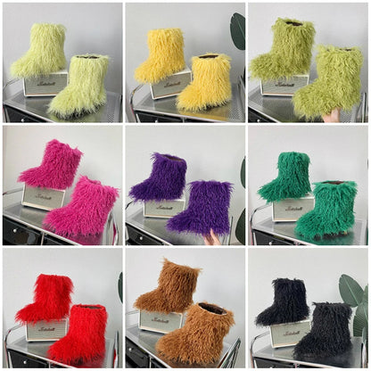 Harajuku Y2k Fluffy Furry Snow Boots Winter Thick Warm Outdoor Fur Boots Lotita Boot Shoes