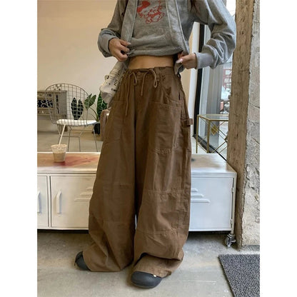 Y2k 2000s Cargo Jeans Oversized Wide Leg Denim Pants Harajuku Korean High Waist Baggy Straight Trousers