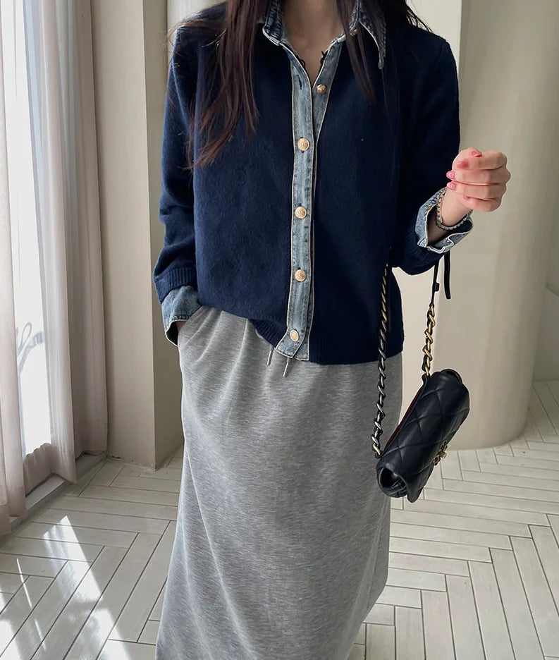 Sirena Denim Contrast Cardigan