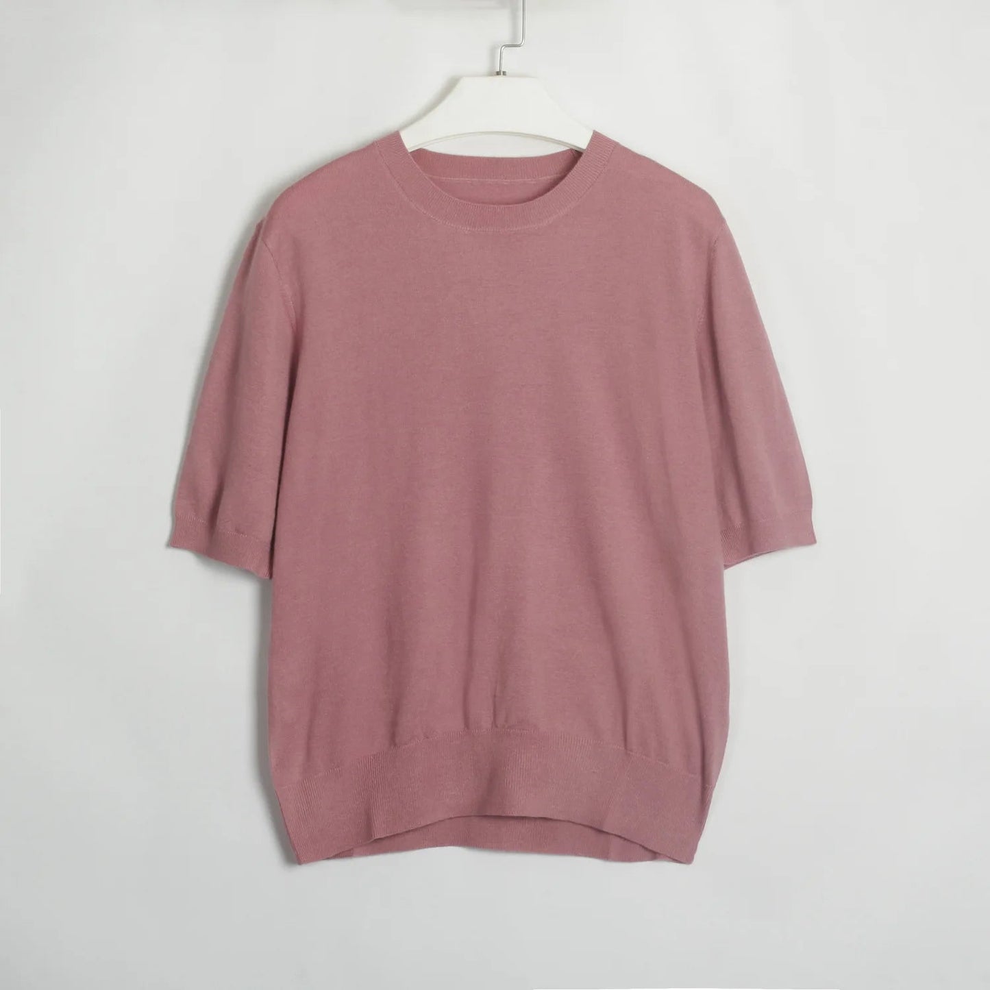 Summer Knitted Tshirt Short Sleeve Oneck Slim White Sweater Female Pullovers Knitwear
