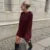 Knitted Mid Long Sweaters Loose O-neck Long Sleeve Dark Red Pullover Sweaters Female Autumn Street Tops