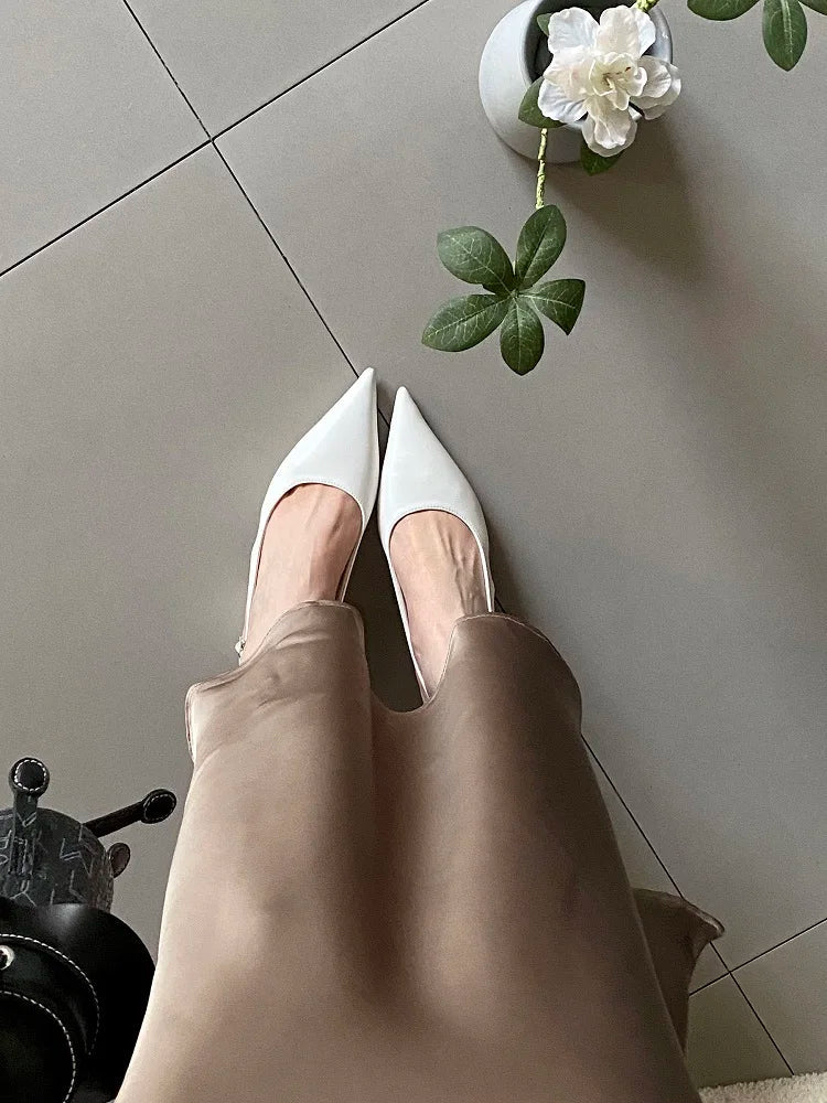 New Spring Designer Pumps Pointed Toe Square Heels Mule Shoes Zapatos De Mujer