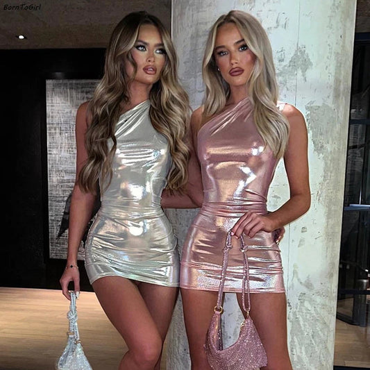 One Shoulder Irregular Skinny Mini Dress