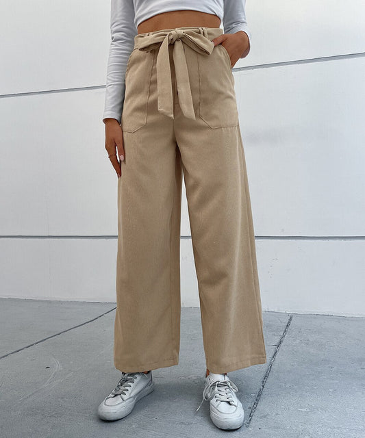 Corduroy Belted Wide Leg Pants