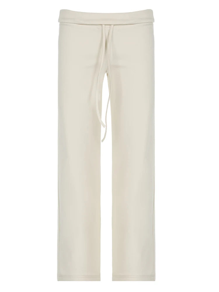 Basic Sweatpants Drawstring Waist Straight Leg Jogging Pants Y2k
