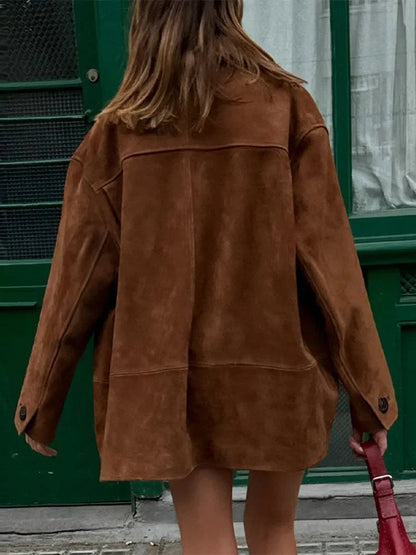 Single Breasted Long Sleeved Pocket Jacket Retro Collar Color Coat Autumn New Commuting Coats