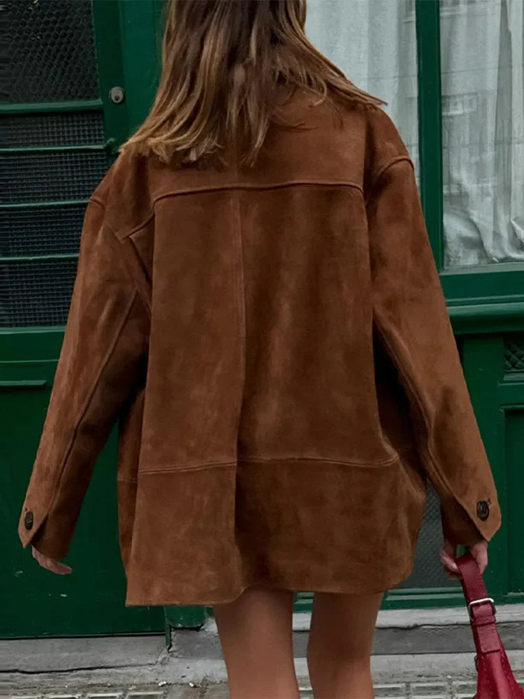Single Breasted Long Sleeved Pocket Jacket Retro Collar Color Coat Autumn New Commuting Coats