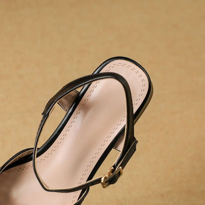 Sandals Square Toe Thick Heels 3.5cm Buckle Strap Breathable Small Size 31 32 33 Sweet Daily Shoes