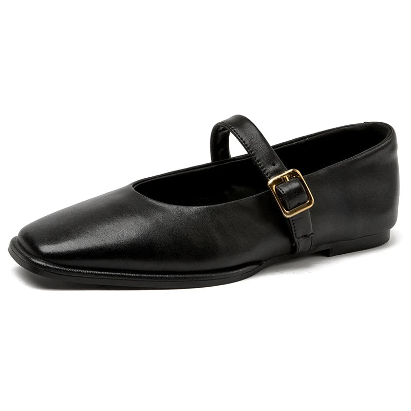 Shoes Spring New Genuine Leather Ballet Shoes Buckle Mary Jane Shoes