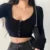 Slim V-neck Long Sleeve Bottomed Tops and Blouses High Street Color Open Navel Cardigan