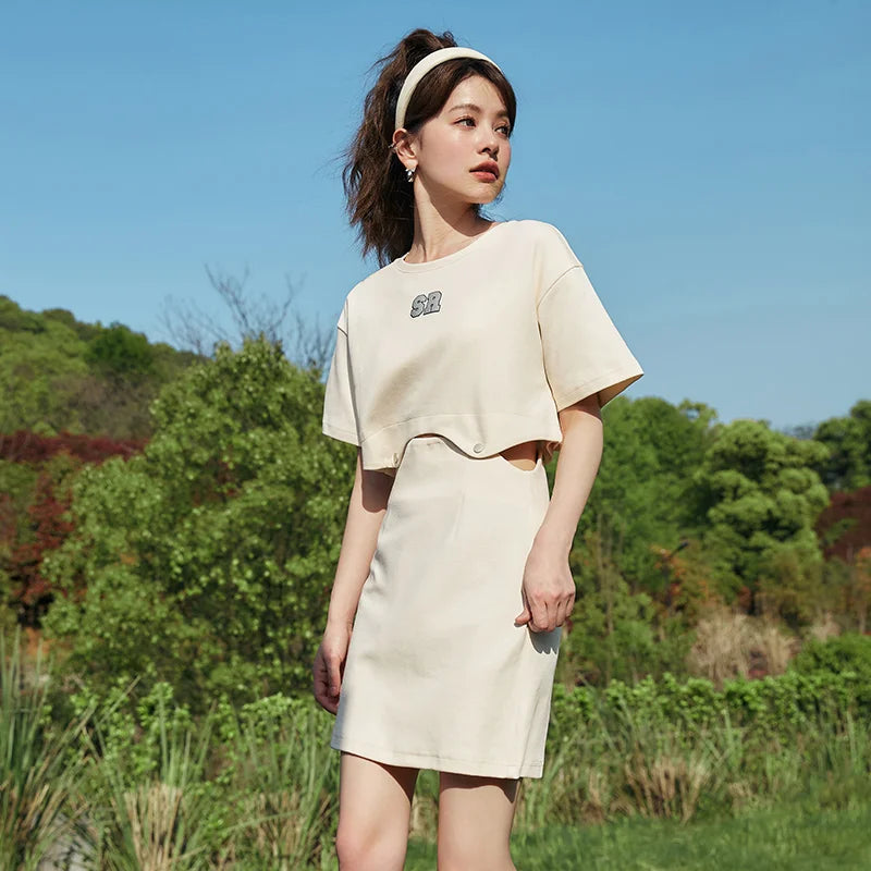 Dress Letter T-shirt Color New Summer Short Suit Two-piece Set