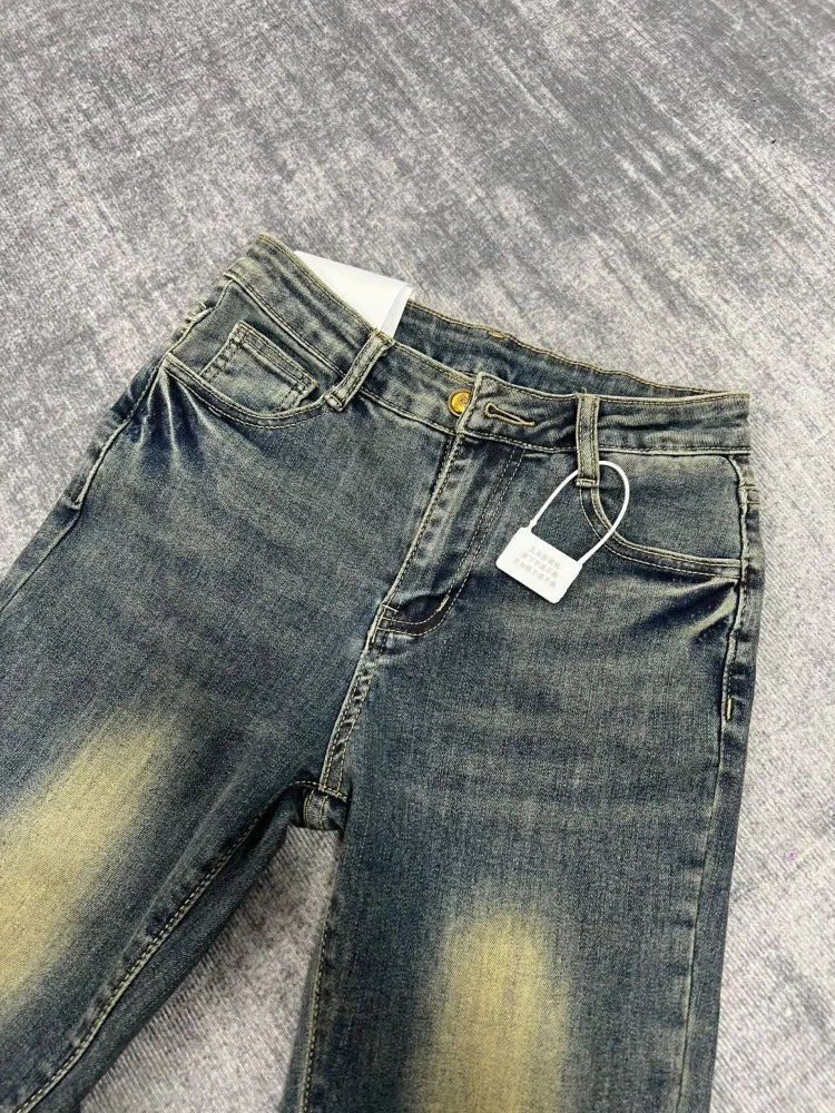 High Waist Flare Jeans Y2k Loose Embroidery Wide Leg Boot Cut Denim Pants Harajuku Do Old Bottoms