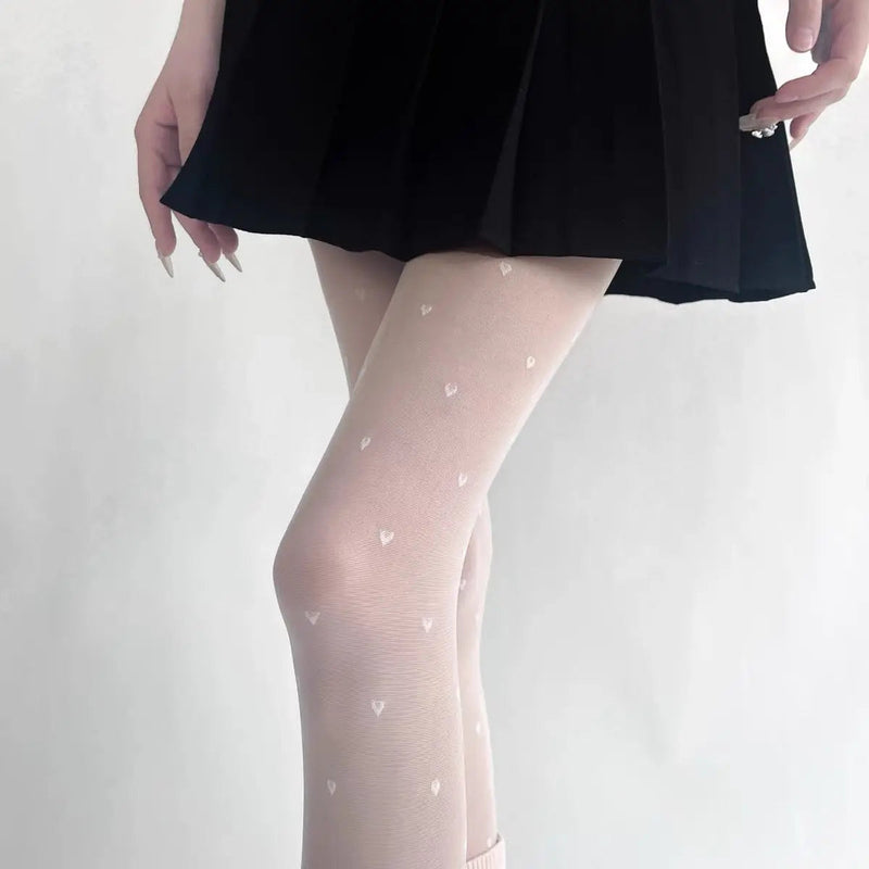 Purple Polka Dot Silk Socks Y2k Stockings Spring/summer Thin Thigh High Socks Transparency Black Tights Pantyhose