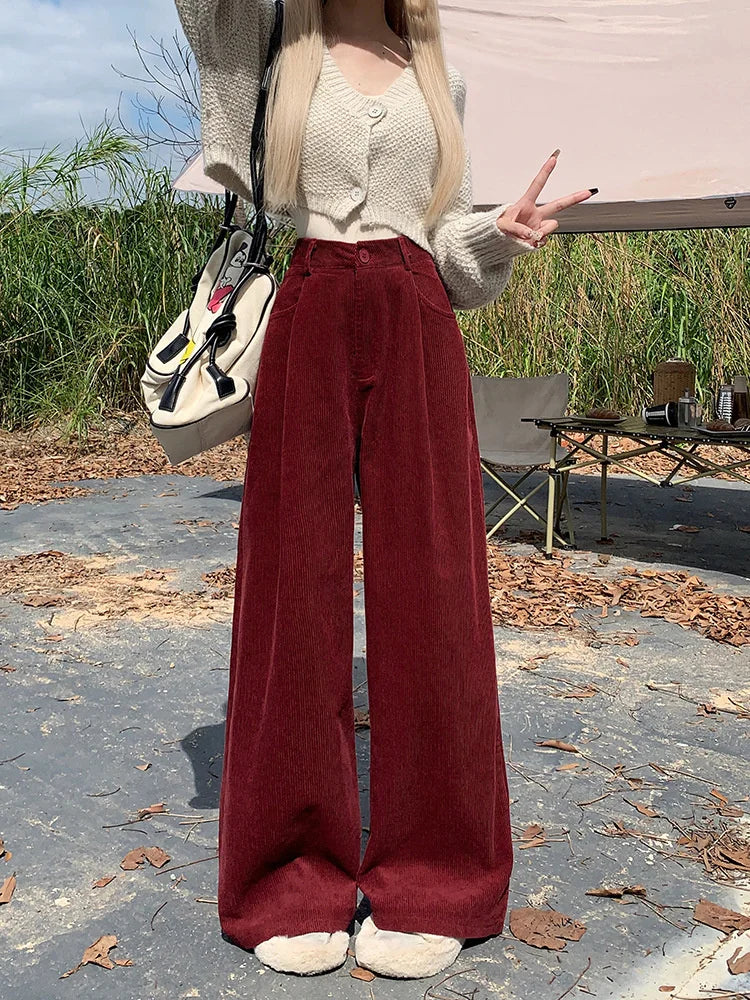 High Waist Female Trousers Pocket Loose Wide Leg High Street Y2k Pants Autumn Pants New